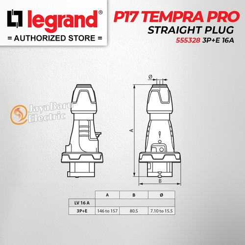 Legrand Straight Plug 3P+E / 4 Pin 16A P17 Tempra Pro 555328