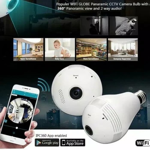 Bohlam Kamera CCTV 360 IP Wireless / Panoramic Fisheye Camera