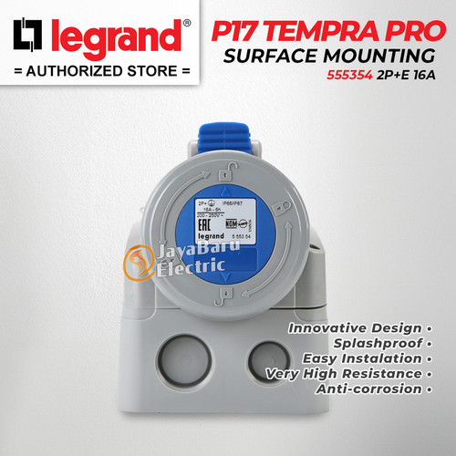 Legrand Surface Mounting Socket 2P+E / 3 Pin 16A P17 Tempra Pro 555354