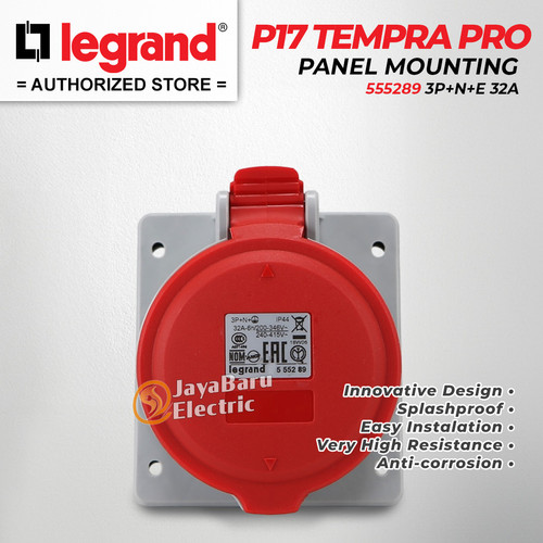Legrand Panel Mounting Socket 3P+N+E / 5 Pin 32A P17 Tempra Pro 555289