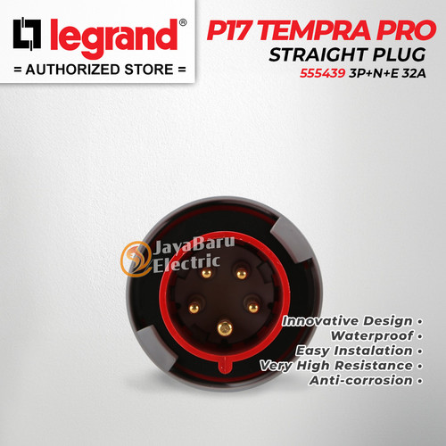 Legrand Straight Plug 3P+N+E / 5 Pin 32A P17 Tempra Pro 555439