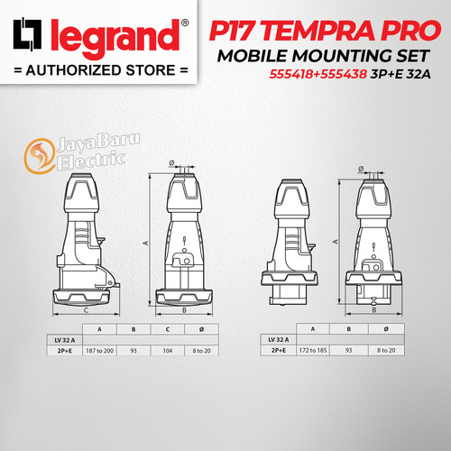 Legrand Paket 1 Set Plug Mobile Mounting Socket 3P+E / 4 Pin 32A