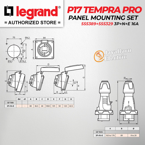 Legrand Paket 1 Set Plug Panel Mounting Socket 3P+N+E / 5 Pin 16A IP67