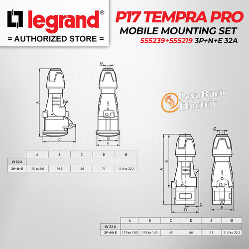 Legrand Paket 1 Set Plug Mobile Mounting Socket 3P+N+E / 5 Pin 32A