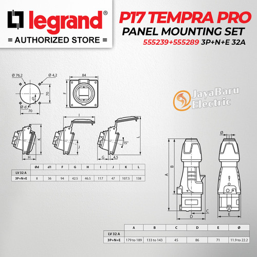 Legrand Paket 1 Set Plug Panel Mounting Socket 3P+N+E / 5 Pin 32A IP44
