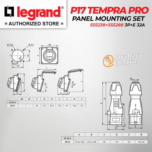 Legrand Paket 1 Set Plug Panel Mounting Socket 3P+E / 4 Pin 32A IP44