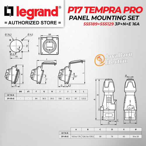 Legrand Paket 1 Set Plug Panel Mounting Socket 3P+N+E / 5 Pin 16A IP44