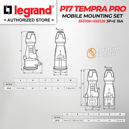 Legrand Paket 1 Set Plug Mobile Mounting Socket 3P+E / 4 Pin 16A IP44