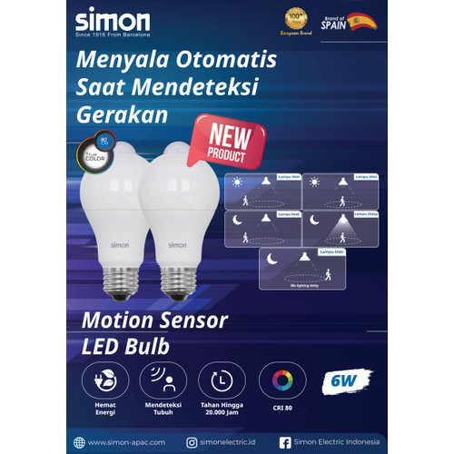 SIMON LED Bulb Motion Sensor 6w - Lampu Sensor Gerak