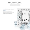 CHINT NEW2N-Gray Black 2-gang 1-way switch/saklar