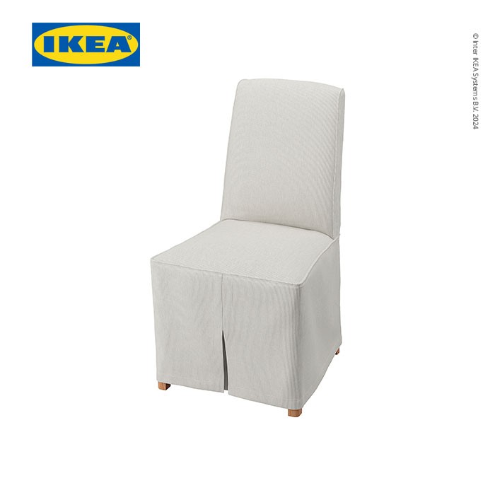 IKEA BERGMUND Kursi Makan Bersarung Panjang Efek Kayu Oak KOLBODA Krem/Abu