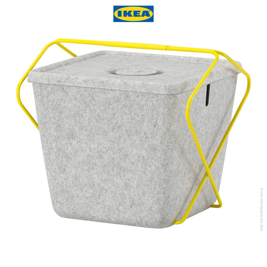IKEA BRANNBOLL Keranjang Penyimpanan Serbaguna Abu-Abu/Kuning 30x33x30cm