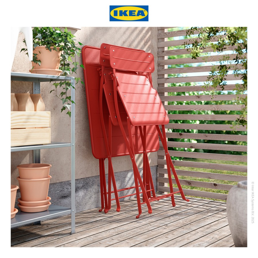 IKEA SUNDSO Meja Luar Ruangan Merah Terang 65x65cm