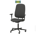 IKEA SMORKULL Kursi Kantor dengan Sandaran Tangan Abu-Abu Tua