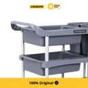 Krisbow Ukuran L Troli Kebersihan 3 Tingkat - Abu-Abu Cleaning Cart Peralatan Kebersihan Perabotan Bersih-Bersih Trolley Kebersihan