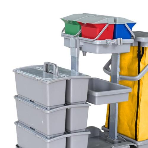 Krisbow Troli Kebersihan Multifungsi Frccgy320 Cleaning Cart Peralatan Kebersihan Perabotan Bersih-Bersih Trolley Kebersihan