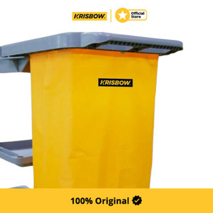 Krisbow Troli Kebersihan Dengan Holder - Abu-Abu Cleaning Cart Peralatan Kebersihan Perabotan Bersih-Bersih Trolley Kebersihan