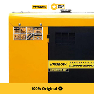 Krisbow Generator Diesel Silent 12000 Watt 1P/3P Krpd120A - Kuning Power Supply Generator Listrik Pengisi Daya Listrik Darurat Jenset Listrik