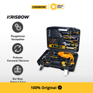 Krisbow Impact Drill Set Bor Listrik Beton 600W 37 Pcs