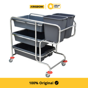 Krisbow Dish Collector Cart Troli Kebersihan 110X58X104 Cm