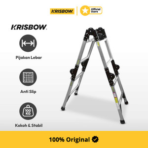 Krisbow Ladder Tangga Lipat Aluminium 4X3 Step 3.8 Mtr