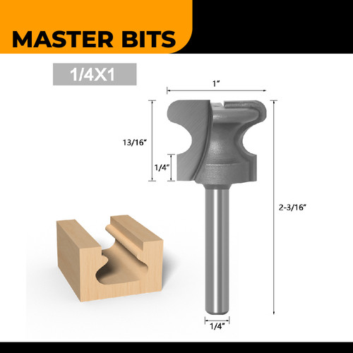MASTER BIT MATA PROFIL ROUTER GROOVE DRAWER CABINET HANDLE 1/4X1"