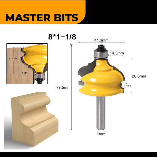 MASTER BIT MATA PROFIL ROUTER CABINET LINE CUTTER HANDRAIL EDGE 8MM