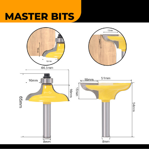 MASTER BIT MATA PROFIL ROUTER KITCHEN DOOR WINDOW CUT CABINET 8MM 2PC