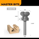 MASTER BIT MATA PROFIL ROUTER GROOVE DRAWER CABINET HANDLE 1/4X7/8"