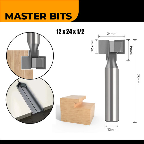 MASTER BIT MATA PROFIL ROUTER GROOVING HIDDEN HANDLE CABINET 12X24X1/2
