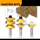 MASTER BIT MATA PROFIL ROUTER DOOR FRAME PANEL CUTTERS WITH 3PCS 12MM