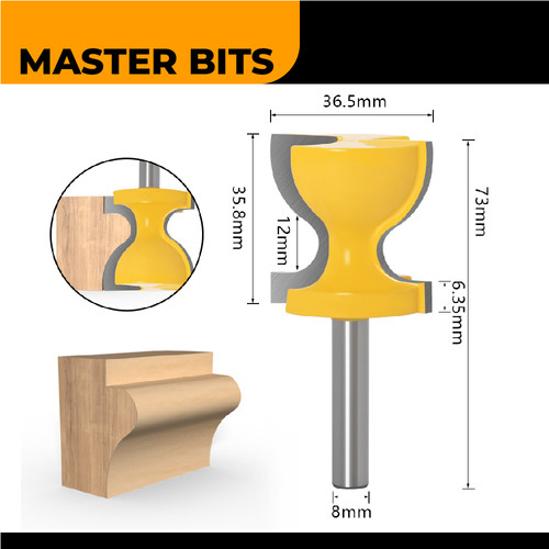 MASTER BIT MATA PROFIL ROUTER RADIUS EDGE, DECORATIVE & CABINET 8MM