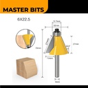 MASTER BIT MATA PROFIL ROUTER SUDUT 22.5 DEGREES 6MM