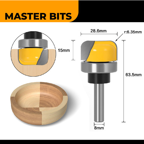 MASTER BIT MATA PROFIL ROUTER DEEP ROUND BOTTOM LINE 8MMX1-1/8"