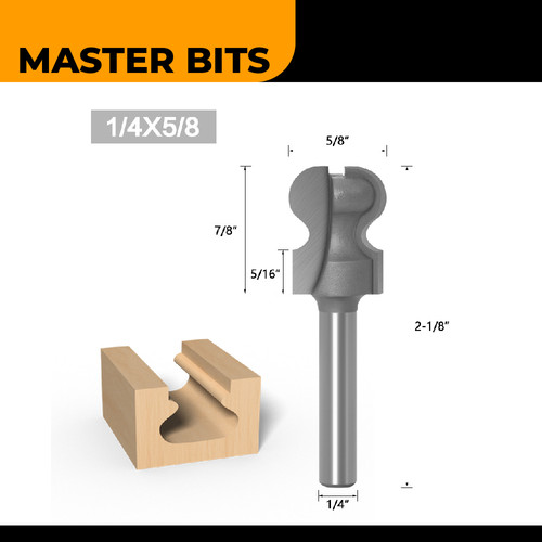 MASTER BIT MATA PROFIL ROUTER GROOVE DRAWER CABINET HANDLE 1/4X5/8"