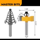 MASTER BIT MATA PROFIL ROUTER GROOVING 3PCS SET OF 7BEARING NOTCH 1/4"
