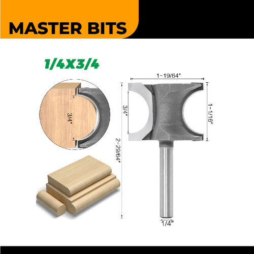 MASTER BIT MATA PROFIL ROUTER SEMI-CIRCULAR CUTTER 1/4X3/4"