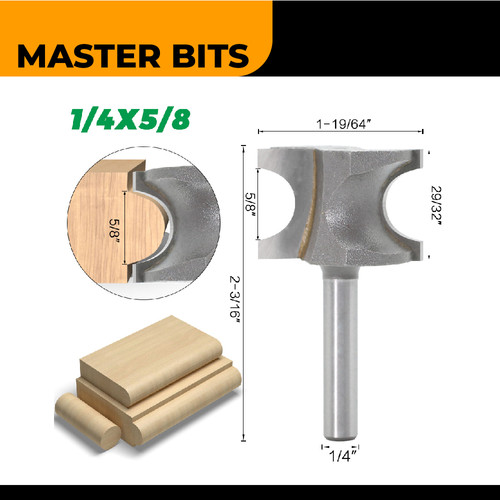 MASTER BIT MATA PROFIL ROUTER SEMI-CIRCULAR CUTTER 1/4X5/8"