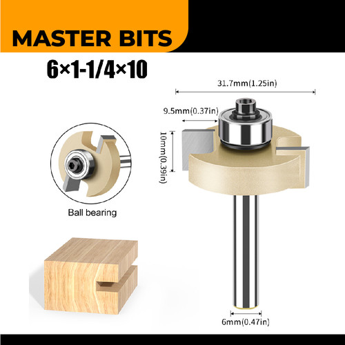 MASTER BIT MATA PROFIL ROUTER GROOVING BALL T-CUTTER 6MMX1-1/4"X10MM