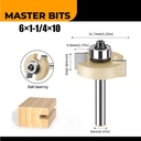 MASTER BIT MATA PROFIL ROUTER GROOVING BALL T-CUTTER 6MMX1-1/4"X10MM
