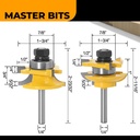 MASTER BIT MATA PROFIL ROUTER DOOR & WINDOW PANEL ROUND 6MM 2PCS SET