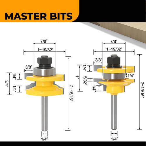 MASTER BIT MATA PROFIL ROUTER DOOR & WINDOW PANEL LARGE 6MM 2PCS SET