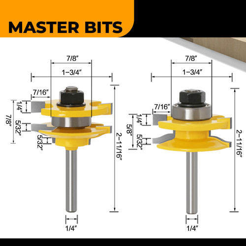 MASTER BIT MATA PROFIL ROUTER DOOR & WINDOW PANEL SMALL 6MM 2PCS SET