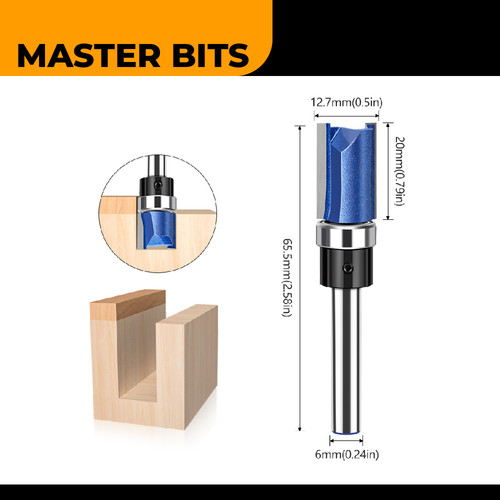 MASTER BIT MATA PROFIL ROUTER LURUS SINGLE BEARING STRAIGHT 6X1/2X20