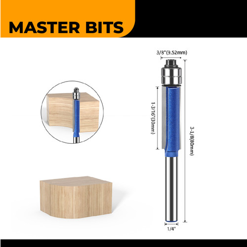 MASTER BIT MATA PROFIL ROUTER LURUS DOUBLE BEARING TRIM CUT 1/4X3/8"
