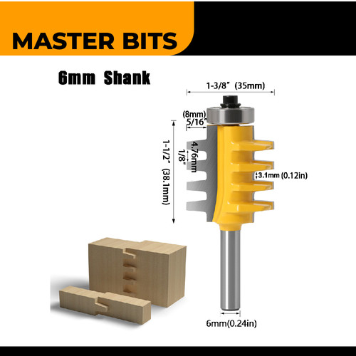 MASTER BIT MATA PROFIL ROUTER PUZZLE CUTTER FINGER JOINT CUT BEVEL 6MM