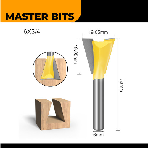 MASTER BIT MATA PROFIL ROUTER DOVETAIL JOINT CUT 6MMX3/4"