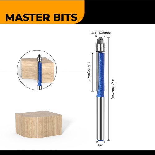 MASTER BIT MATA PROFIL ROUTER LURUS DOUBLE BEARING TRIM CUT 1/4X1/4"