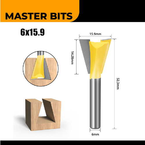 MASTER BIT MATA PROFIL ROUTER DOVETAIL JOINT CUT 6MMX5/8"