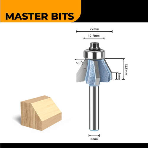 MASTER BIT MATA PROFIL ROUTER 60 DEGREE  FOUR-FLUTE BEVEL CUT 6X13.5MM